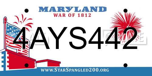 4AYS442 Maryland License Plate