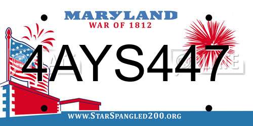4AYS447 Maryland License Plate