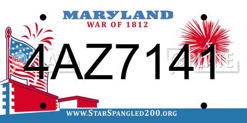 4AZ7141 Maryland License Plate