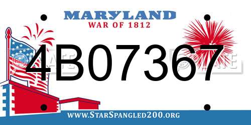 4B07367 Maryland License Plate