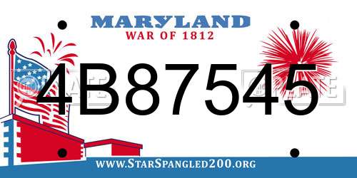 4B87545 Maryland License Plate