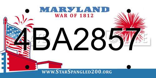 4BA2857 Maryland License Plate
