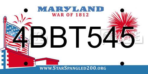 4BBT545 Maryland License Plate