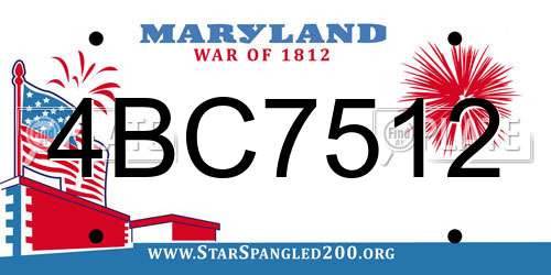 4BC7512 Maryland License Plate