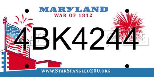 4BK4244 Maryland License Plate