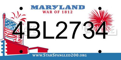 4BL2734 Maryland License Plate