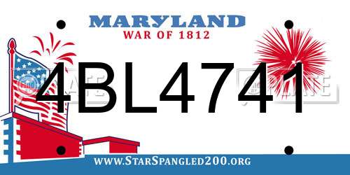 4BL4741 Maryland License Plate