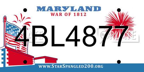4BL4877 Maryland License Plate