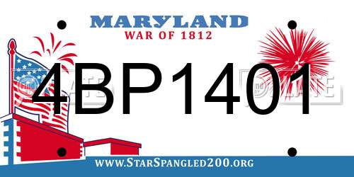 4BP1401 Maryland License Plate