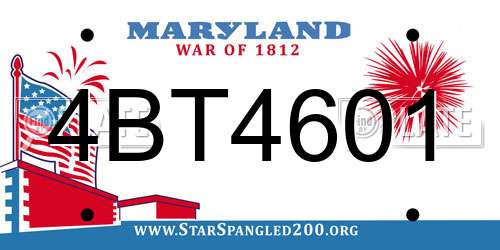 4BT4601 Maryland License Plate
