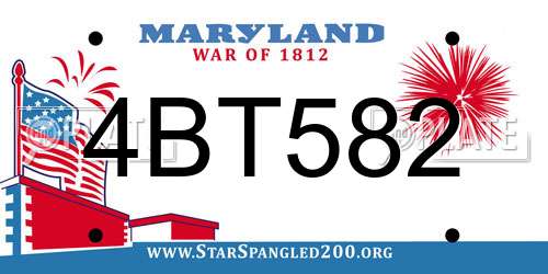 4BT582 Maryland License Plate