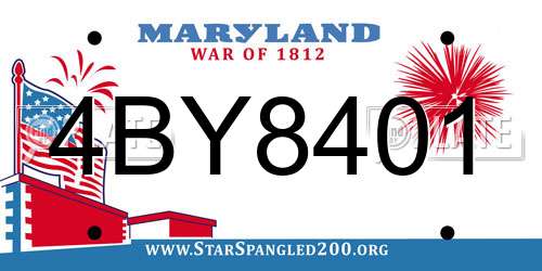 4BY8401 Maryland License Plate