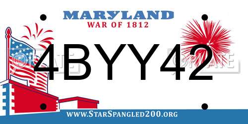 4BYY42 Maryland License Plate
