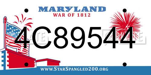 4C89544 Maryland License Plate