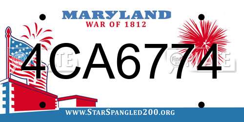 4CA6774 Maryland License Plate