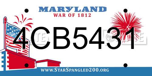 4CB5431 Maryland License Plate