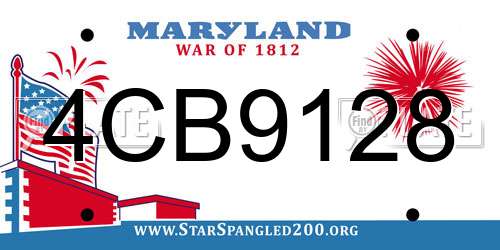 4CB9128 Maryland License Plate