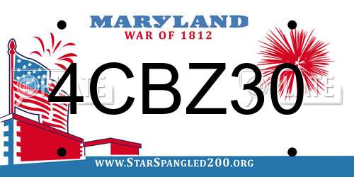 4CBZ30 Maryland License Plate