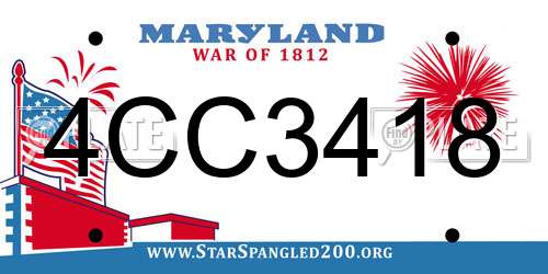 4CC3418 Maryland License Plate