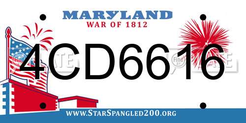 4CD6616 Maryland License Plate