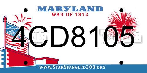 4CD8105 Maryland License Plate