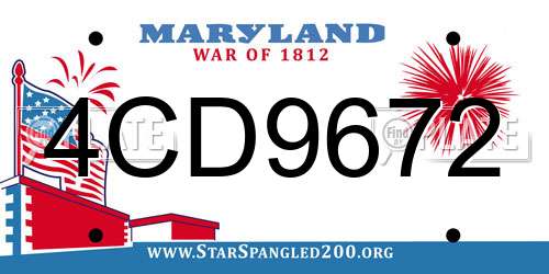 4CD9672 Maryland License Plate