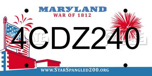 4CDZ240 Maryland License Plate