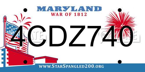 4CDZ740 Maryland License Plate