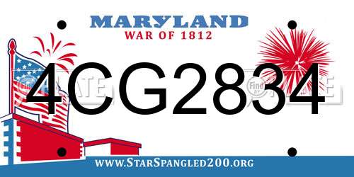 4CG2834 Maryland License Plate