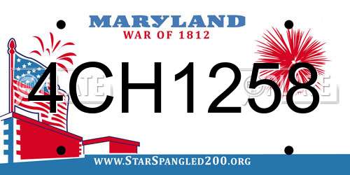 4CH1258 Maryland License Plate