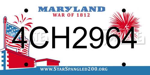 4CH2964 Maryland License Plate