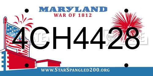 4CH4428 Maryland License Plate