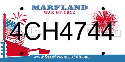 4CH4744 Maryland License Plate