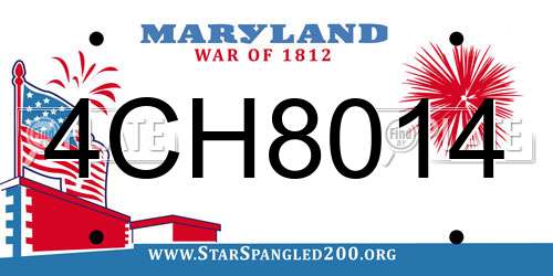 4CH8014 Maryland License Plate