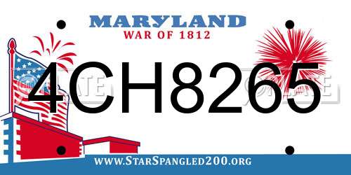4CH8265 Maryland License Plate