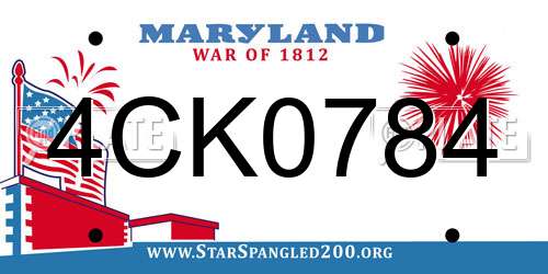 4CK0784 Maryland License Plate