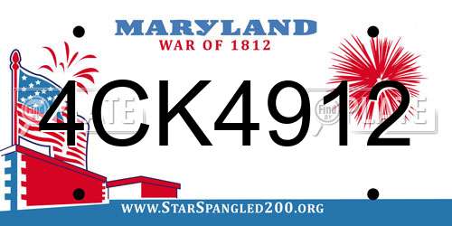 4CK4912 Maryland License Plate