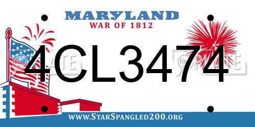 4CL3474 Maryland License Plate