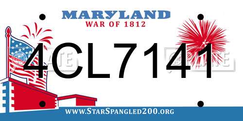 4CL7141 Maryland License Plate