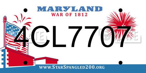 4CL7707 Maryland License Plate