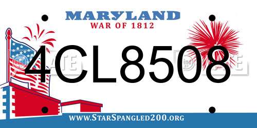4CL8508 Maryland License Plate