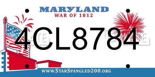 4CL8784 Maryland License Plate
