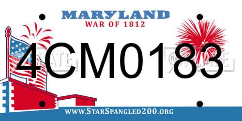4CM0183 Maryland License Plate