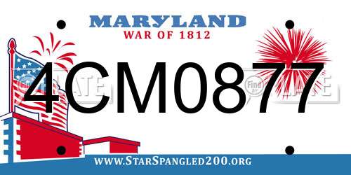 4CM0877 Maryland License Plate