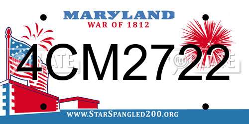 4CM2722 Maryland License Plate