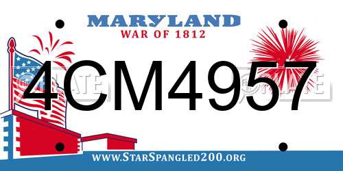 4CM4957 Maryland License Plate