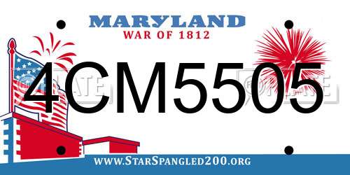 4CM5505 Maryland License Plate