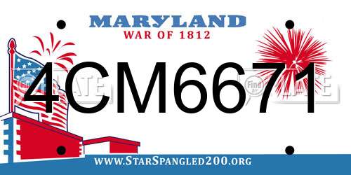 4CM6671 Maryland License Plate