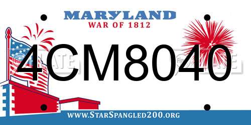 4CM8040 Maryland License Plate