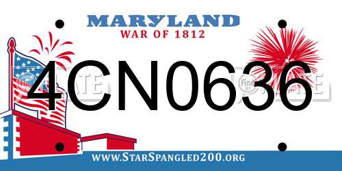 4CN0636 Maryland License Plate